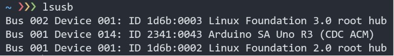 WSL2上でArduino UNO が認識されている